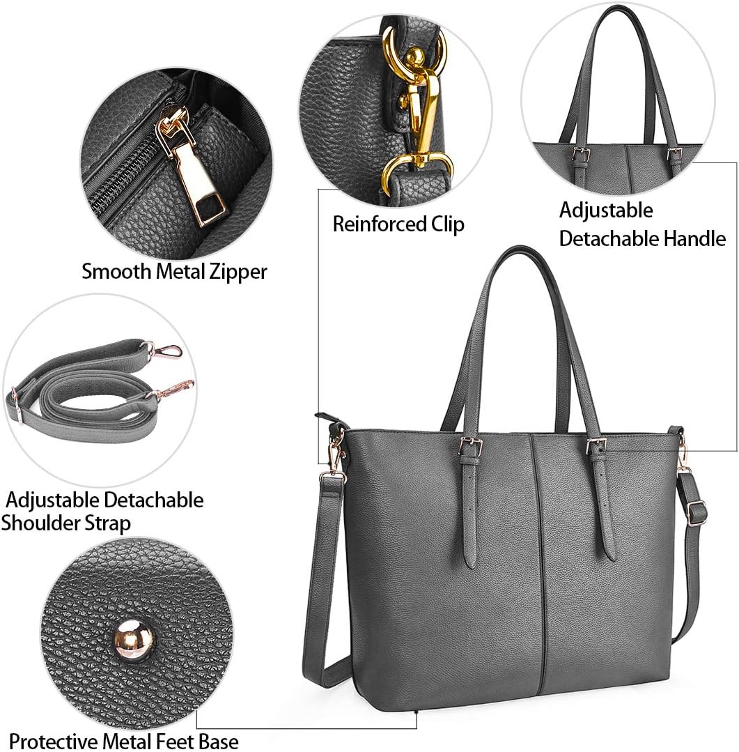NUBILY Women's Laptop Handbag, 15.6 Inches, Shopper Handbag, Elegant, Leather, Large, Lightweight, Stylish for Business / School / Shopping – Bild 2