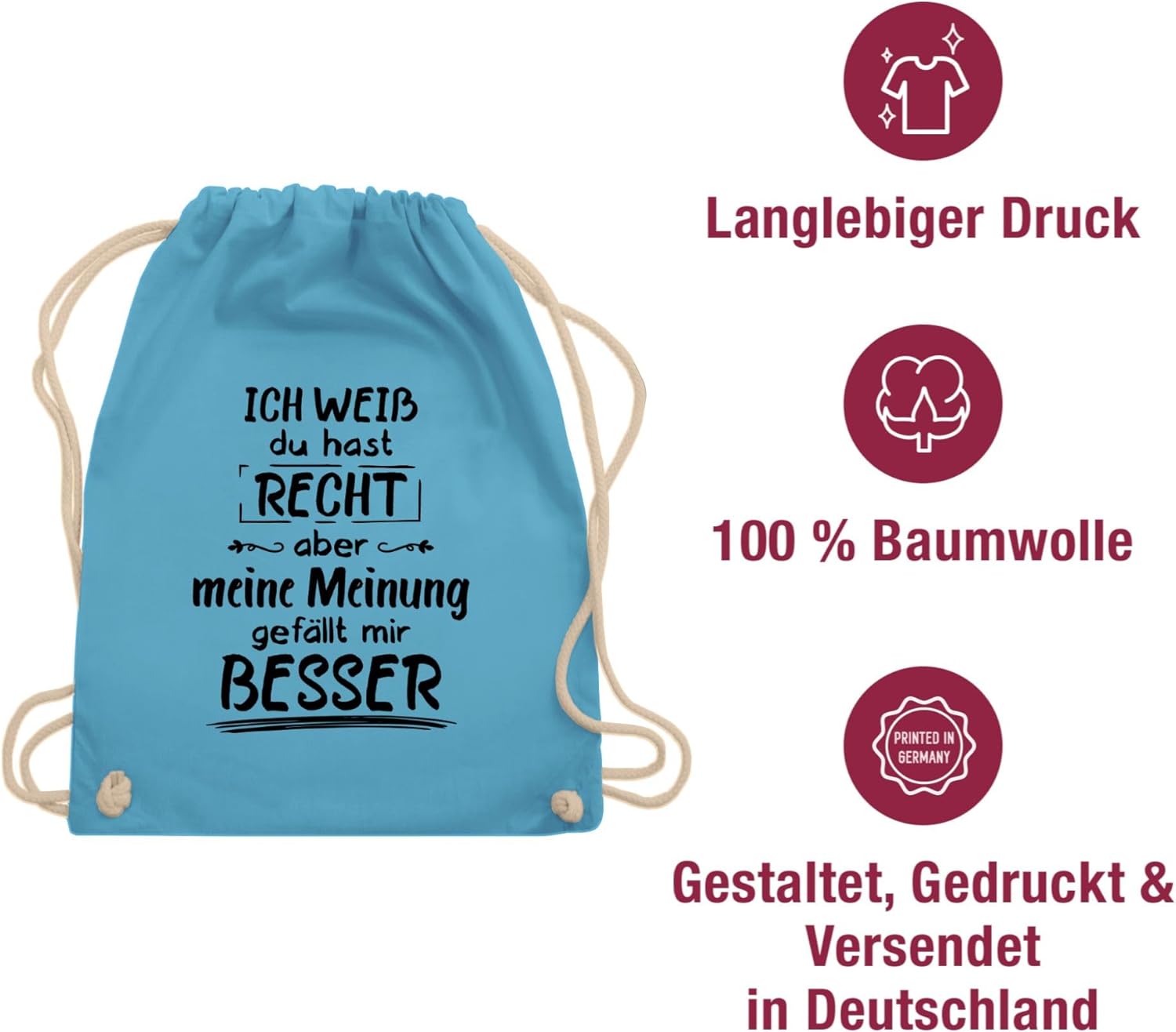 Shirtracer - Turnbeutel Rucksack - Sprüche Statement mit Spruch - Meine Meinung gefällt mir besser – Bild 5