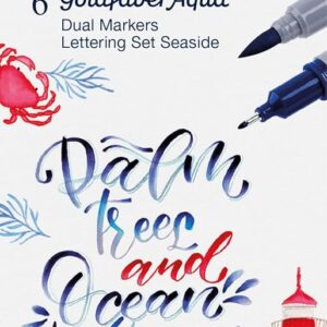 Faber-Castell Goldfaber Aqua Dual Marker Sea 164519 with Brush Tip and Fineliner Tip Pack of 6