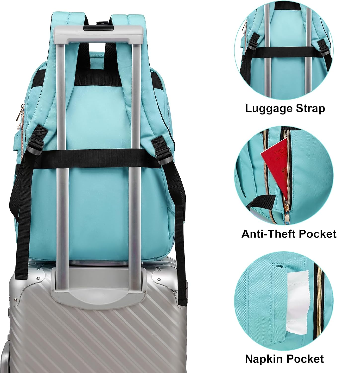 YAMTION Laptop Backpack Women, 17.3 Inch School Backpack Women School Bag Girls Teenager Daypack with USB and Laptop Compartment for School University Office Work City – Bild 5