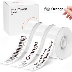 NIIMBOT Thermal Labels Self-Adhesive 14 x 60 mm Label Printer Thermal Paper Compatible with D110 D11 D101 Label Printer, 110 Labels/Roll (3 Roll Pack, White)