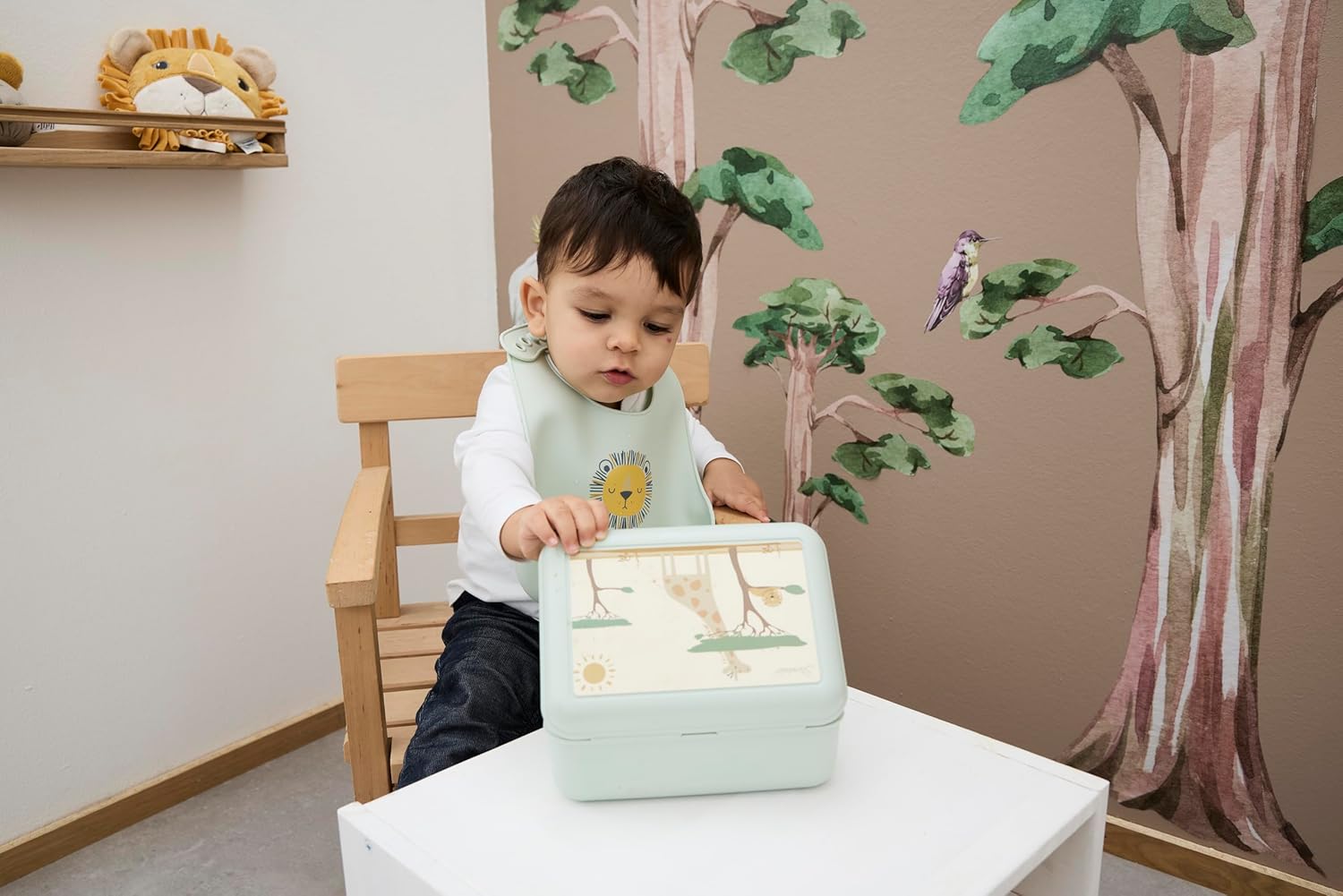 Sterntaler Safari Children's Lunch Box - Nursery Lunch Box with Extra Snack Box - Robust Material - Easy to Clean - Lunch Box - Perfect for Nursery and Travel, Pale Green – Bild 6