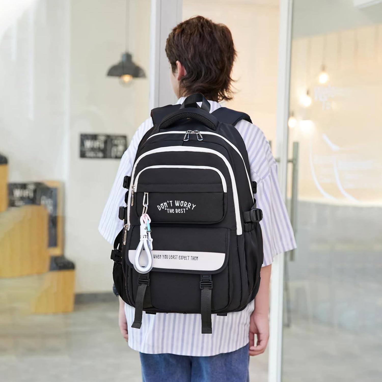 School Backpack Teenager Girls Boys Backpack School Multi Bag School Bag Women's Waterproof School Bag Large School Backpack for Girls Boys with 15.6 Inch Laptop Compartment – Bild 6