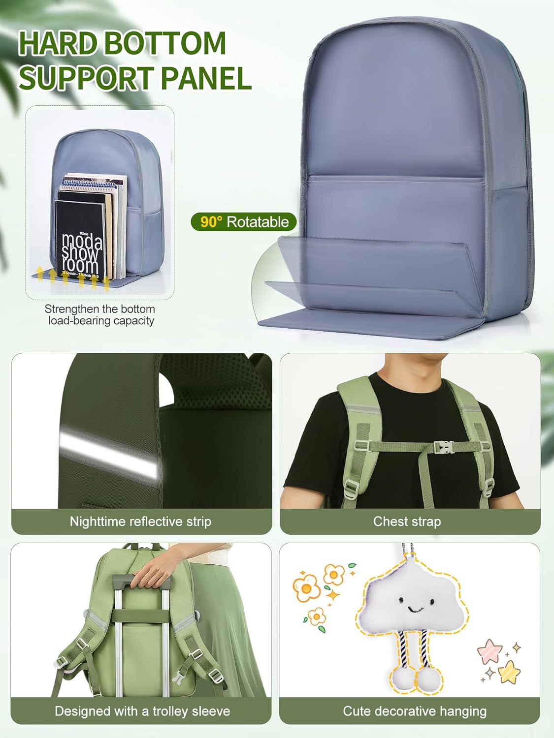 FIORETTO Schulrucksack Teenager Mädchen Rucksack Damen mit 15,6" Laptopfach, Wasserfest, Leicht, 25L für Schule & Reise – Bild 5
