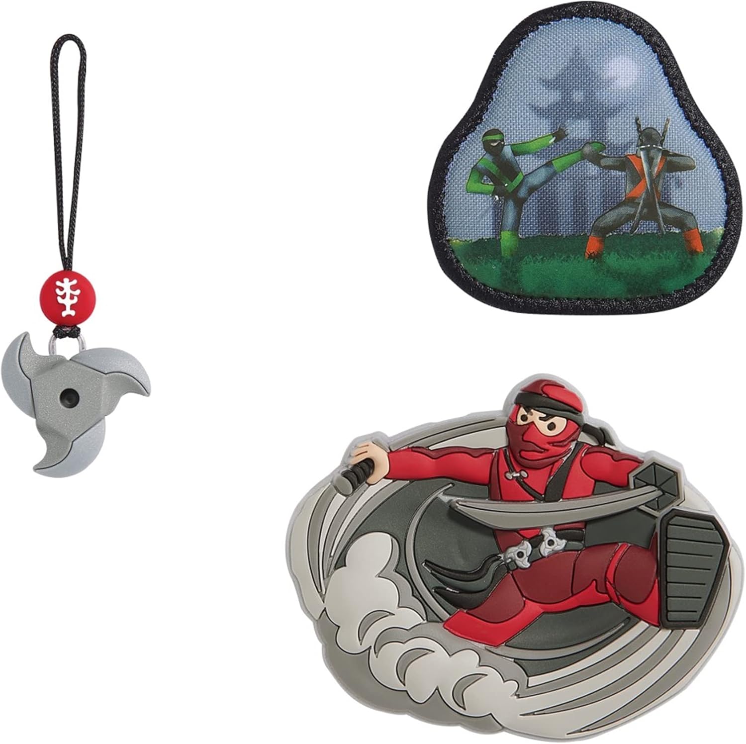 Step by Step Magic Mags Ninja Yuma, Grey/Red, Set of 3, 2 Magnetic Appliques and 1 Charm, Accessory for School Bag or Nursery Backpack