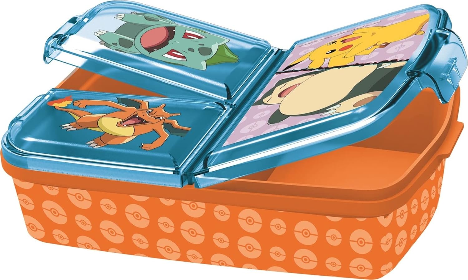P:os 34242 Pokémon Lunch Box for Children with 3 Compartments, Plastic Lunch Box with Clip Closures, Lunch Box for Nursery, School and Leisure