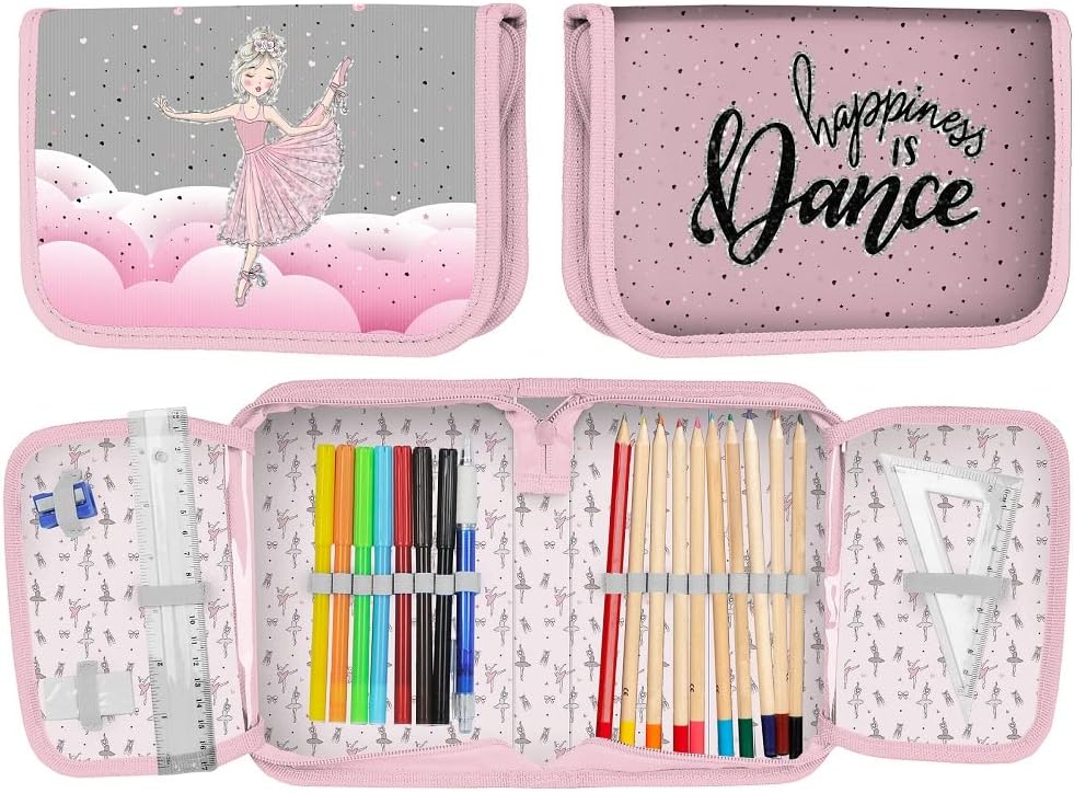Familando Ballerina Girls' School Bag, Set of 9 Pieces Scooli Campus Fit School Bag with Lunch Box, Drinking Bottle, Sports Bag and Rain Cover, Ballet Princess – Bild 6