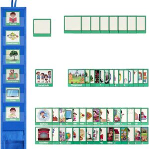 Visuelle Stundenpläne: Diagramm zum Schlafen, Aktivitäten für Kinder, Tasche mit 45 Karten, 9 Fächer für Kinder, Verhalten jeden Tag in der Nacht