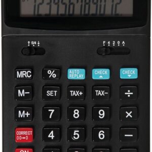 MAUL Commercial Calculator MCT 500 | Calculator with Commercial Functions and 12-Digit Display | Large Angled Display | Includes Tax Calculation | Solar/Battery | Black