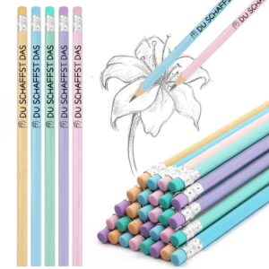 Pack of 30 HB Pencils, Wooden Pencils with Eraser, Lucky Charm Exam, You Create Graphite Pencils for School, Office, Writing, Drawing
