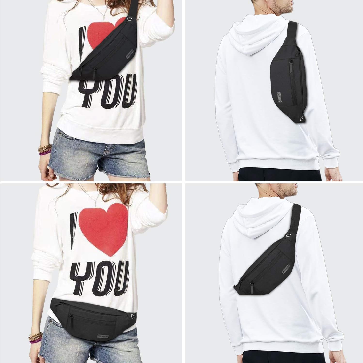 Maxtop Bum Bag for Men and Women, Waist Bag, Outdoor Large Mobile Phone Bag, Sports, Waterproof, Running Belt Shoulder Bag, Money Belt for Camping, Hiking, Fitness, Cycling, Gifts – Bild 2