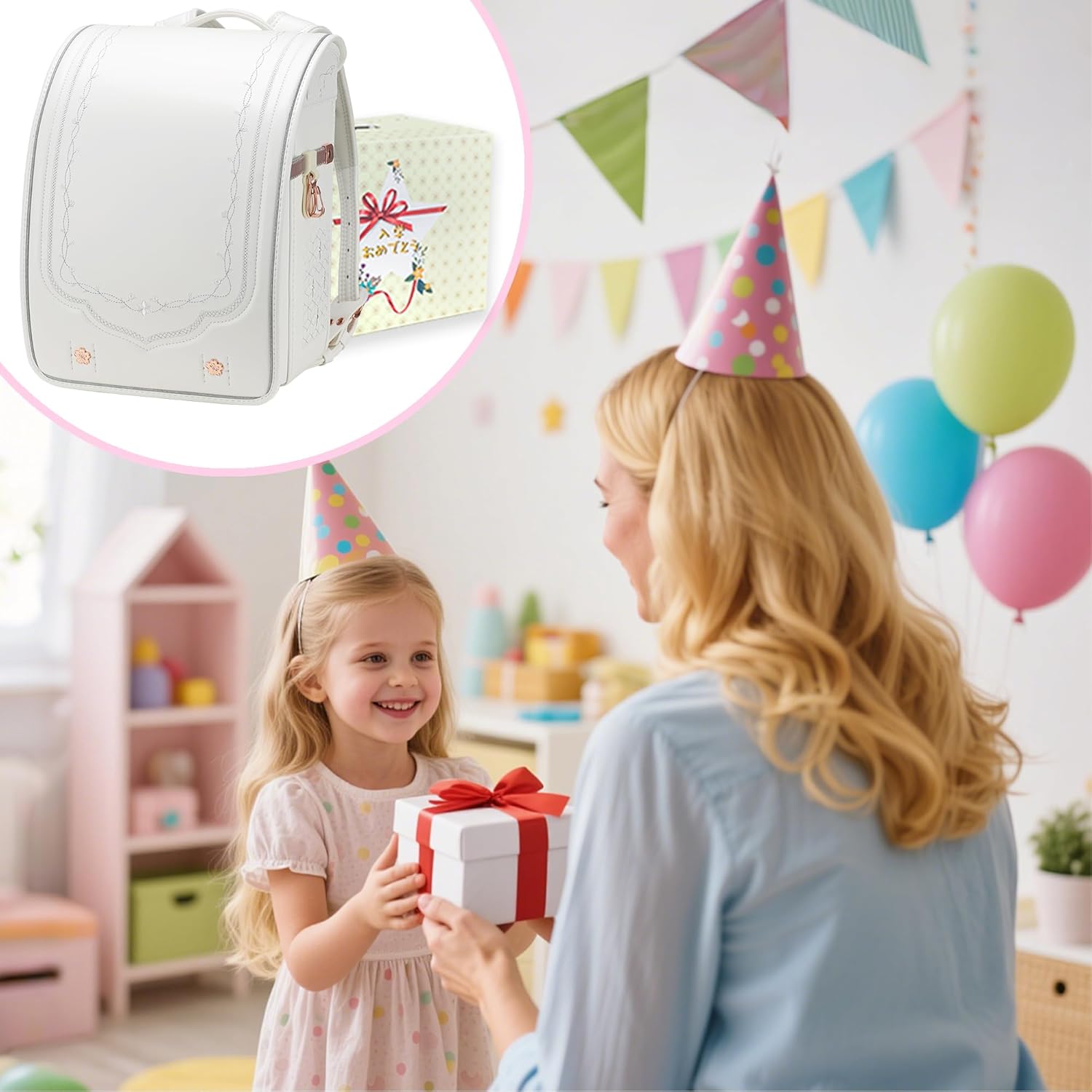 IwaiLoft Ransel Randoseru Backpack with Automatic Shoulder Bag for Girls Japanese School Bag Embroidery PU Bookbag for Women – Bild 9