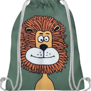 Gym Bag Girls and Boys, Lightweight and Robust Gym Bag Children, Sports Bag Boy, Sports Backpack Children, Swimming Bag, Cute Lion Design, for Sports, School (Dark Blue-1)
