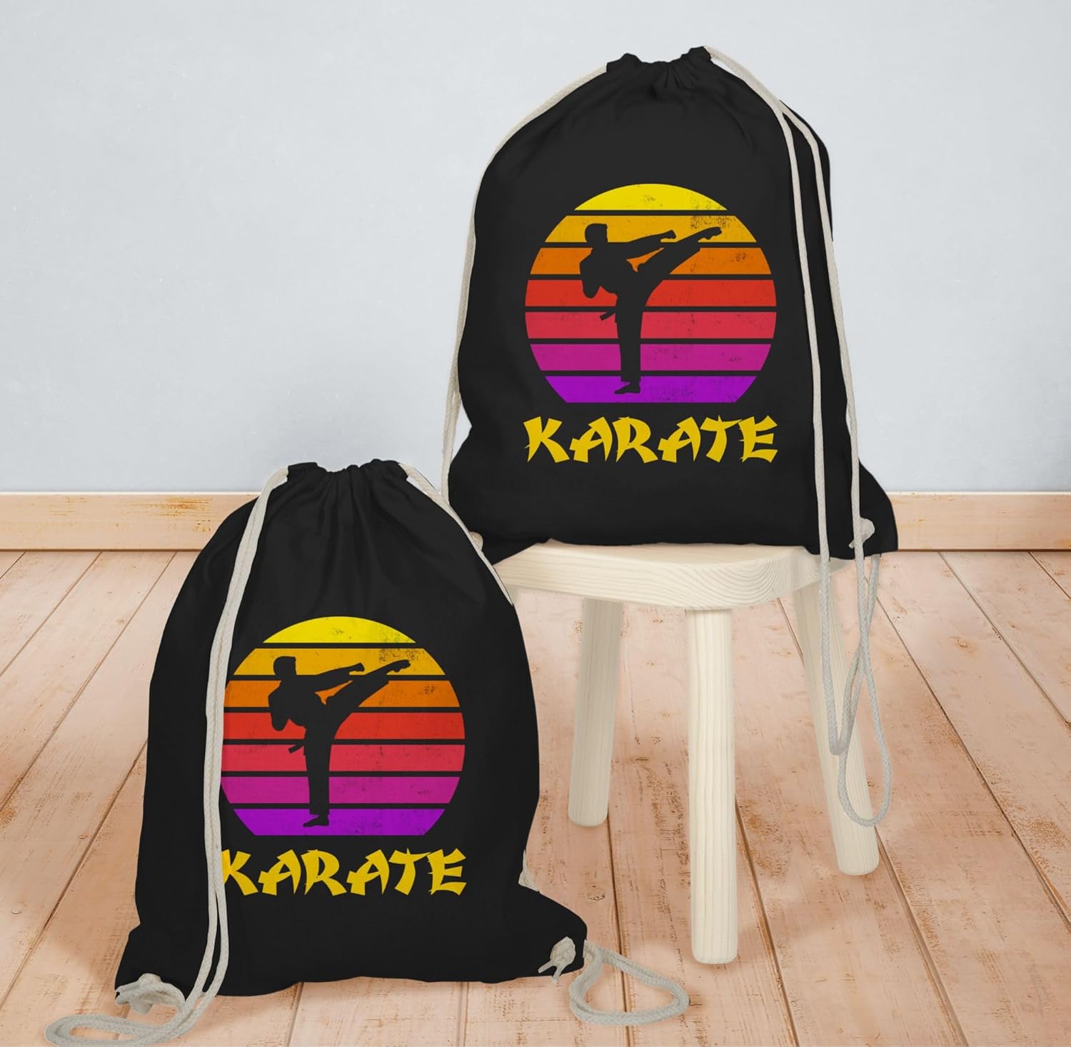 Shirtracer - Gym Bag Backpack - Children's Sports Clothing - Karate Retro Sun – Bild 6