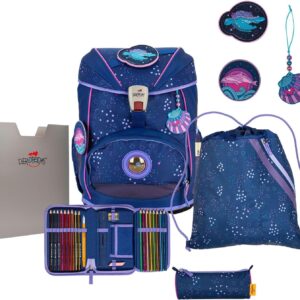 DER DIE DAS Lightweight School Backpack, ErgoFlex Deep Ocean Set of 5, Approx. 22 L Volume, Approx. 800 g Weight, Deep Ocean, Backpack