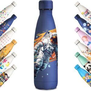 KollyKolla Stainless Steel Drinking Bottle, 500 ml, 3D Print Drinking Bottle, Sports, Suitable for Carbonated Drinks, Leak-Proof Thermos Flask, BPA-Free, Drinking Bottles for Children, School, Sports