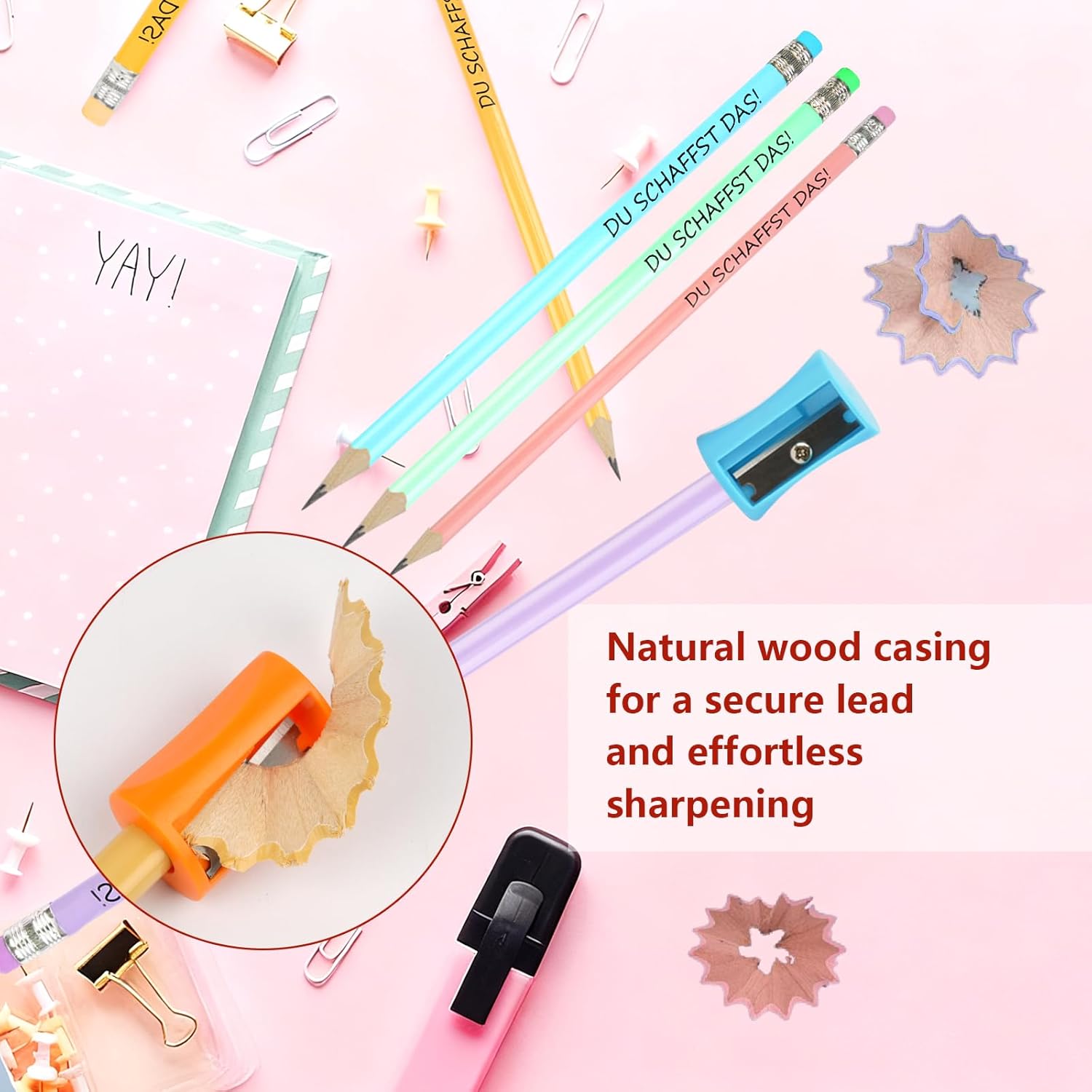 Pack of 30 Lucky Pencils with Eraser, You Create The HB Wooden Pencils, Multicoloured Set for Drawing and Writing for Adults, Teachers, Colleagues, Children, School, 5 Cutting Tools – Bild 7