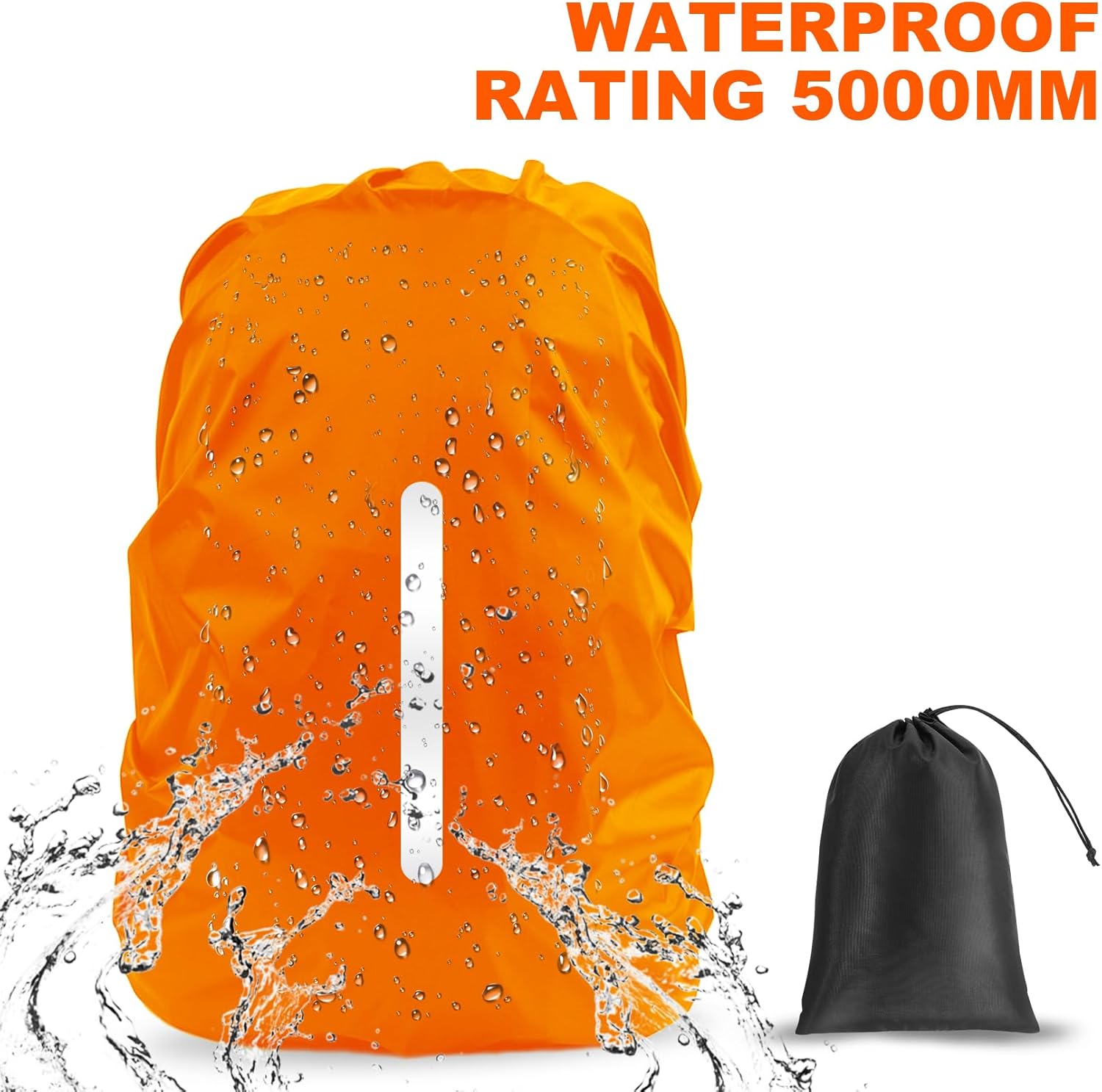 LAMA Backpack Rain Cover Waterproof Rain Cover School Bag with Reflective Strips Adjustable Buckle S (18L-25L) M (26L-40L) L (41L-55L), orange – Bild 5
