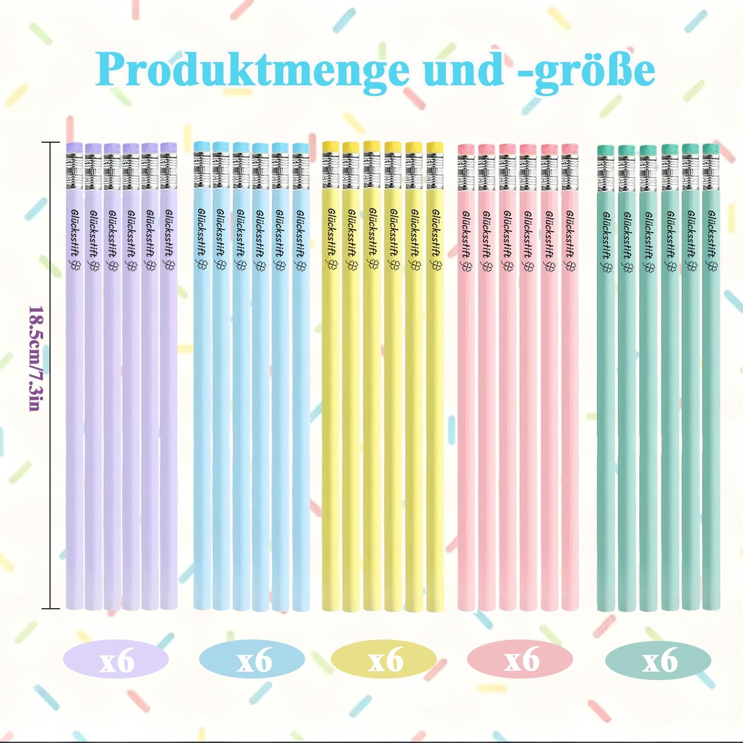 Pack of 30 Lucky Pencils, Lucky Pencils, Wooden Pencils HB Set with Eraser, Graphite Pencils for Drawing and Writing, 5 Colours Pencil Personalised for Students, Teachers and Colleagues – Bild 2
