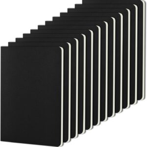 ZCZN Notebook A5 blank, pack of 12 black kraft cover notebook with 30 sheets, notebook for office and school