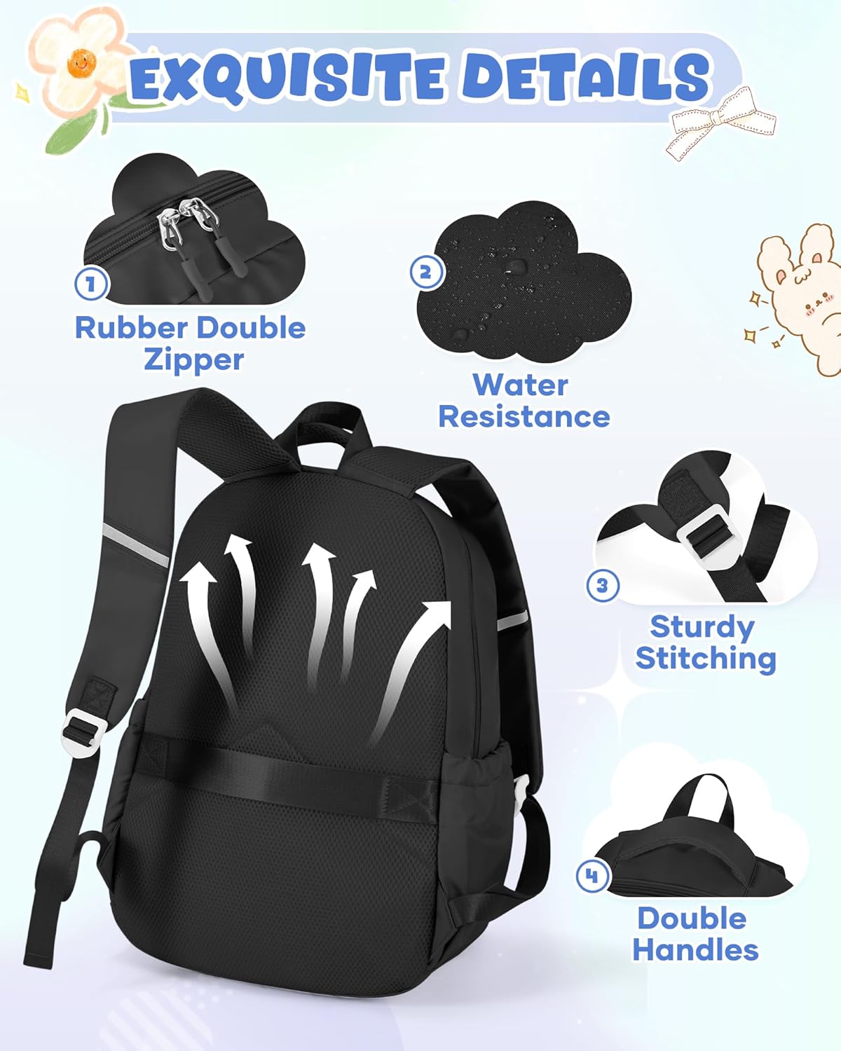 Leichter Schulrucksack Teenager Jungen Mädchen Mit Laptopfach Rucksack Schule Groß Schultasche Damen, School Backpack Boys Girls School Bag – Bild 7