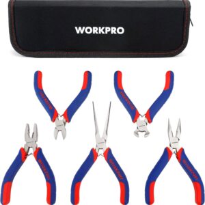 WORKPRO W001305 Mini Precision Pliers Set, Jewellery Pliers, 5 Pieces