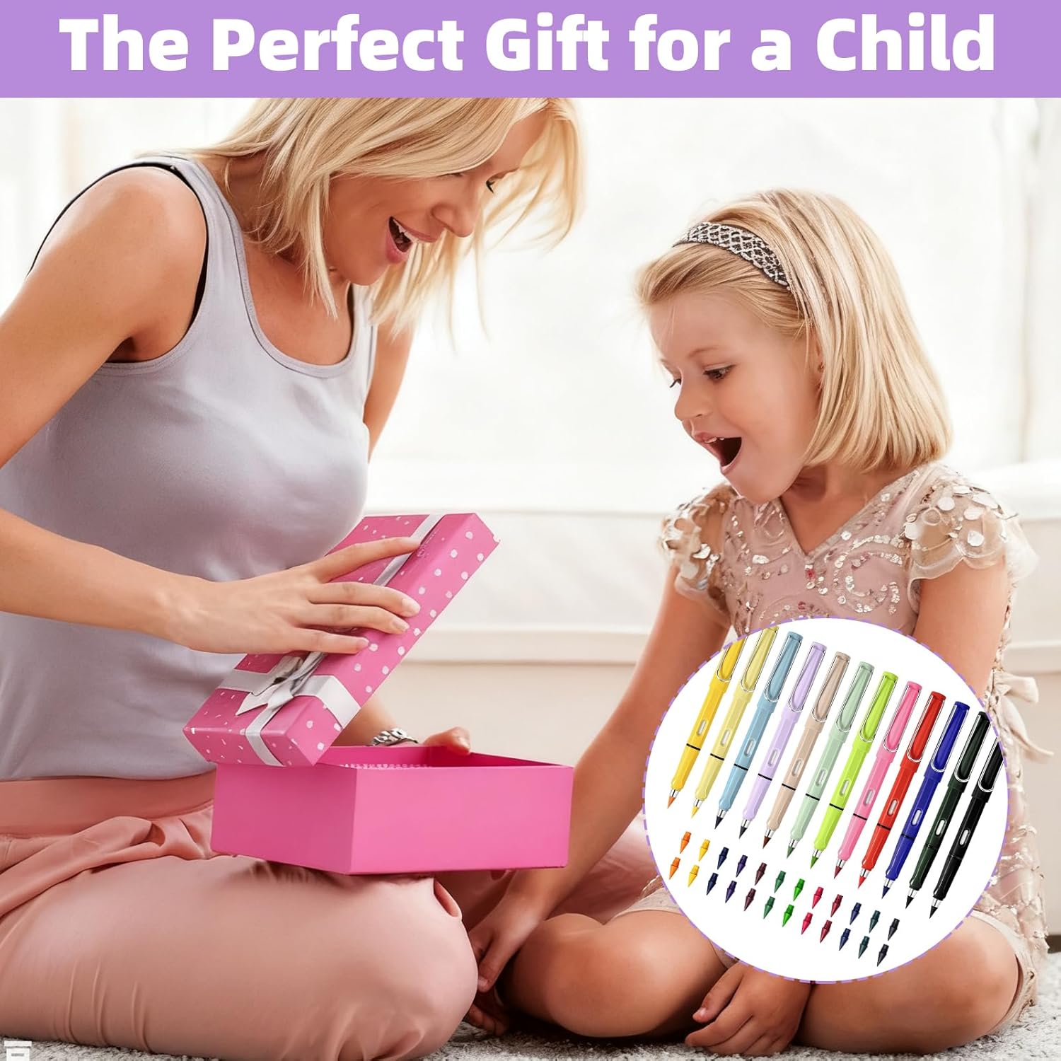 Eternal Pencil, Pack of 12 Swify Magic Pencil with 24 Interchangeable Heads, Colourful Inkless Colouring Pencils with Eraser, Infinity Pencil for Adults, Students and Artists – Bild 7