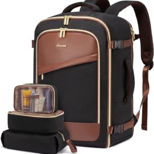 LOVEVOOK Hand Luggage Backpack Airplane, Travel Backpack Women's Waterproof Travel Backpack with Shoe Compartment Women Men Large 40L, Laptop Backpack with Laptop Compartment for School Work Camping