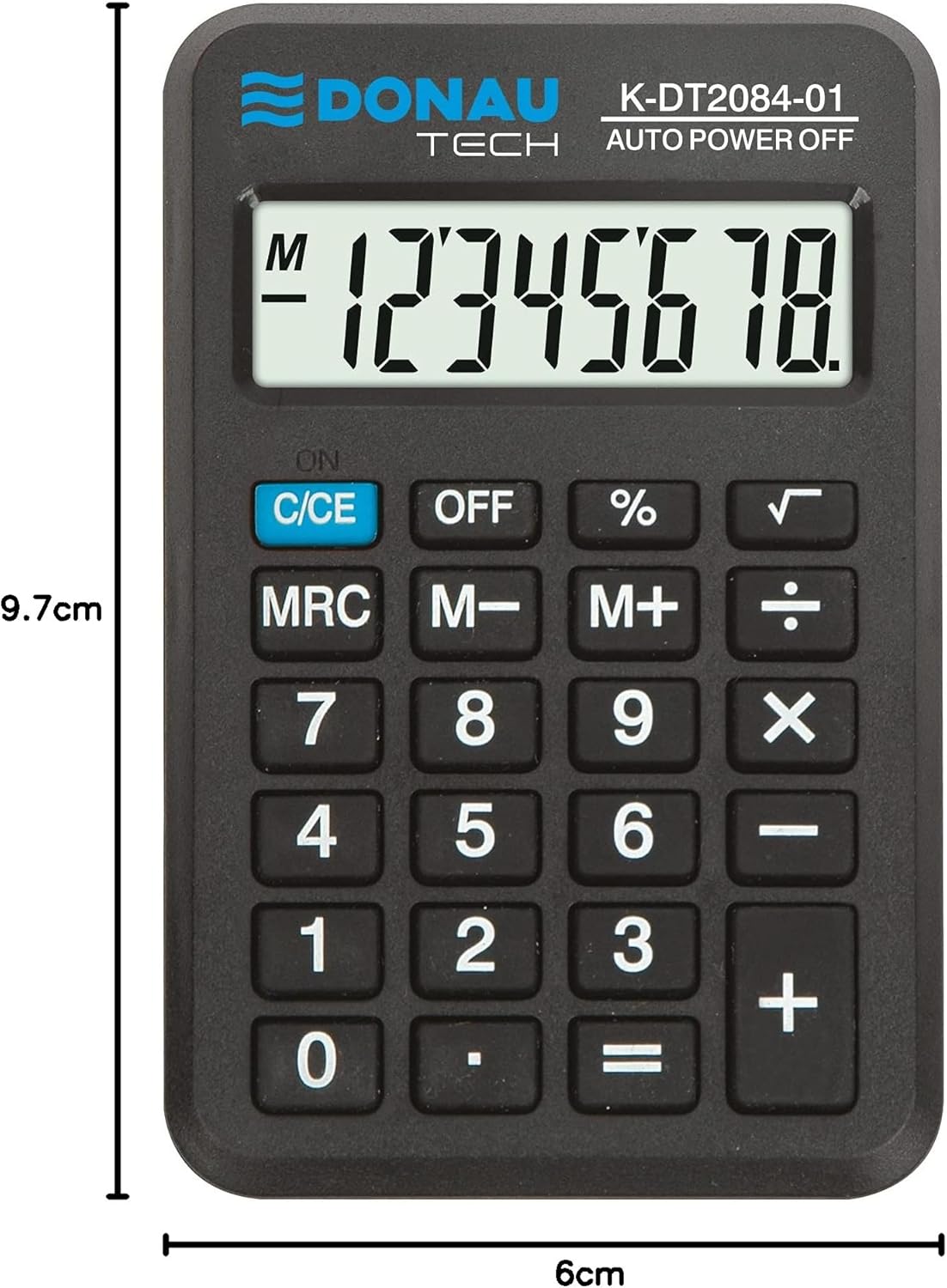 DONAU TECH/K-DT2084-01 Calculator 8-Digit Root Function 97 x 60 x 11 mm Colour: Black / Calculator Display / Battery Operated / Compact Design – Bild 8