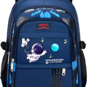 IvyH Kids Backpack Boys School Bag for 1-6th Grade, Waterproof Lightweight Large Capacity Backpack School for Boys from 6-12 Years, Ergonomically Designed Backpack, #8484-Blue, L, Rucksack Backpacks