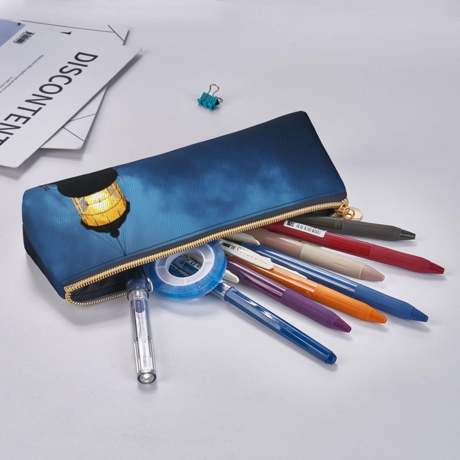Federmäppchen mit Leuchtturm-Muster, dreieckig, tragbares Federmäppchen, Leder-Organizer mit Reißverschluss, Kosmetiktasche – Bild 7