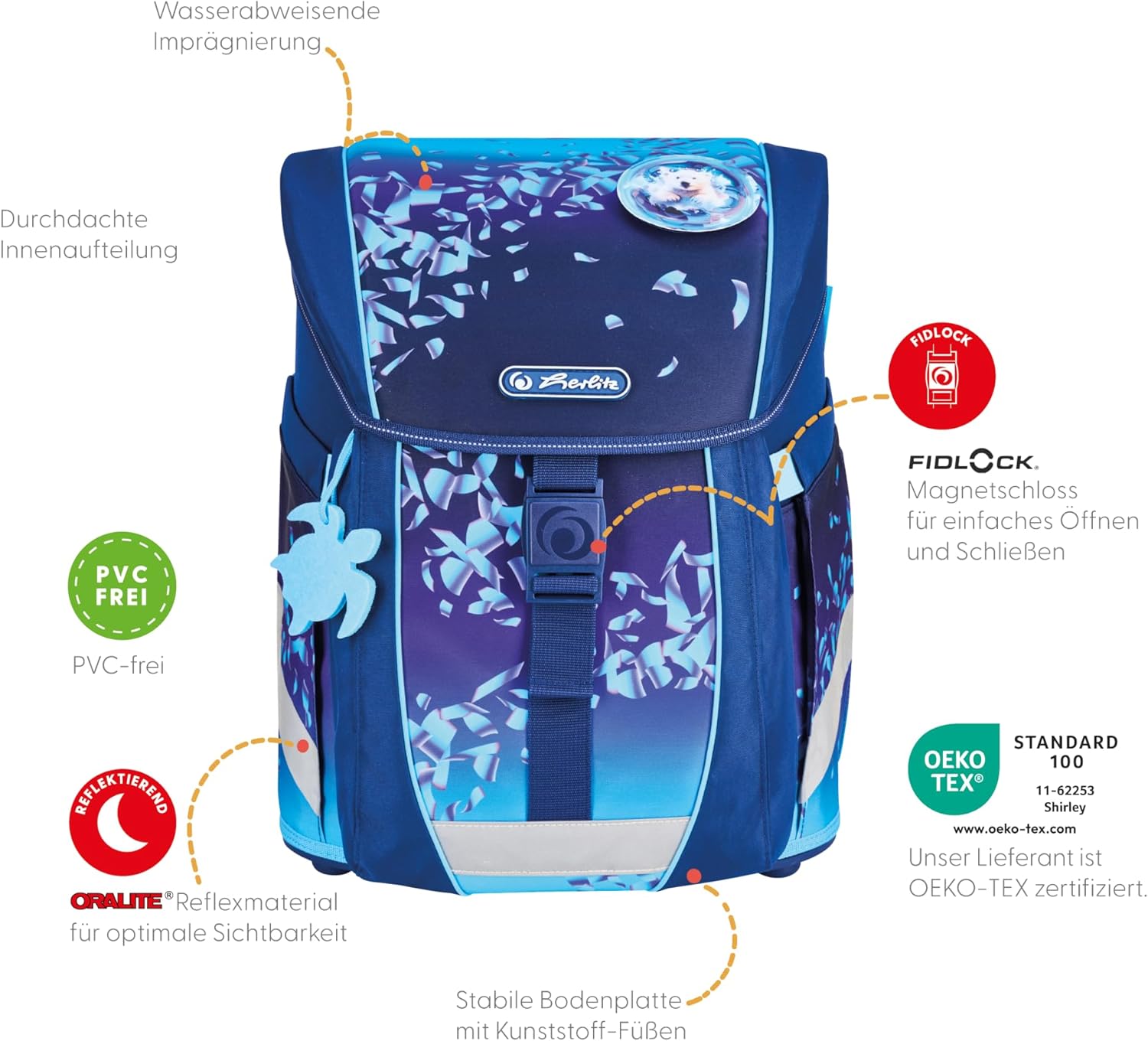 herlitz FiloActive XL Plus Ocean Lights School Bag Pink Turquoise 1st Class Boy Girl Children 21 L – Bild 8