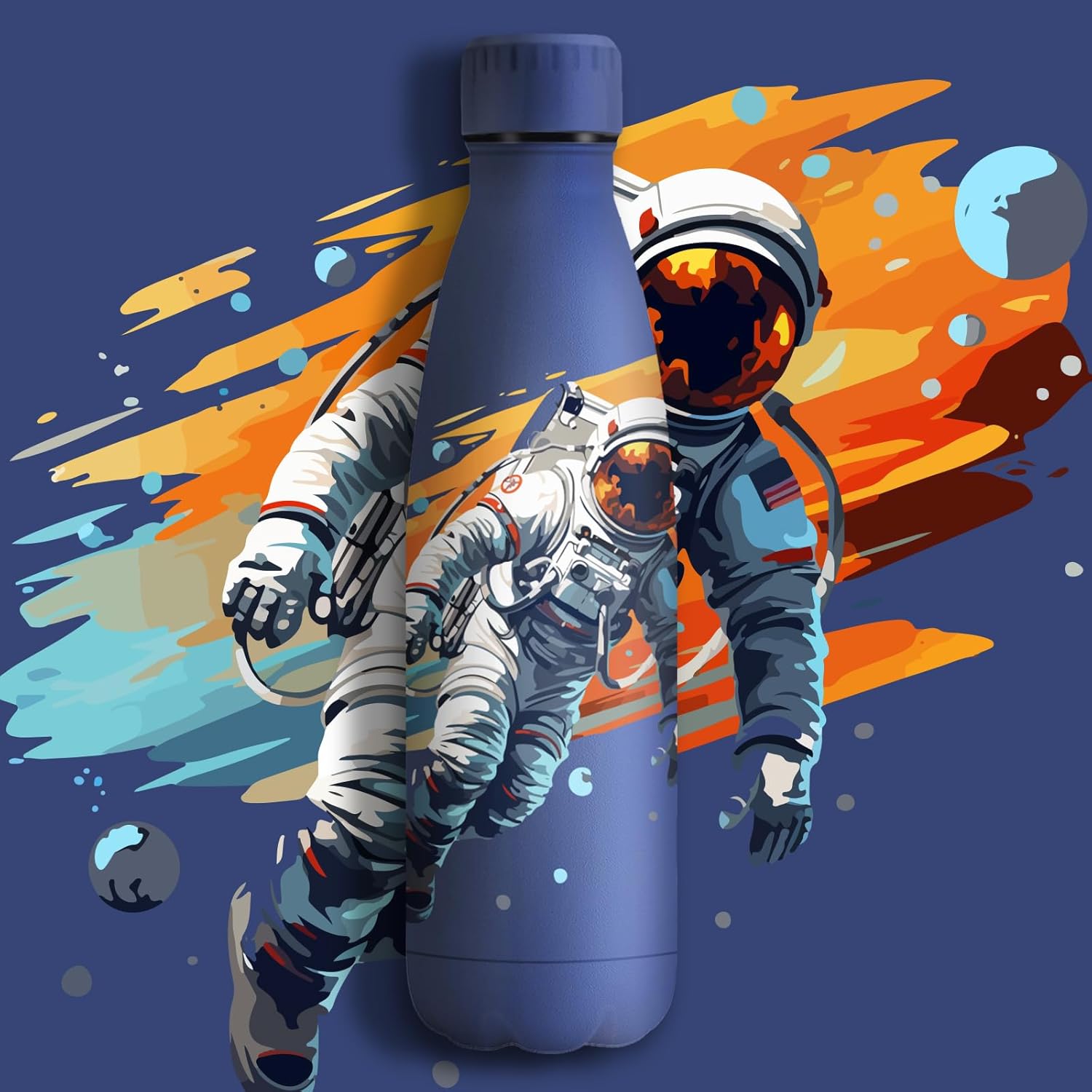 KollyKolla Stainless Steel Drinking Bottle, 500 ml, 3D Print Drinking Bottle, Sports, Suitable for Carbonated Drinks, Leak-Proof Thermos Flask, BPA-Free, Drinking Bottles for Children, School, Sports – Bild 5