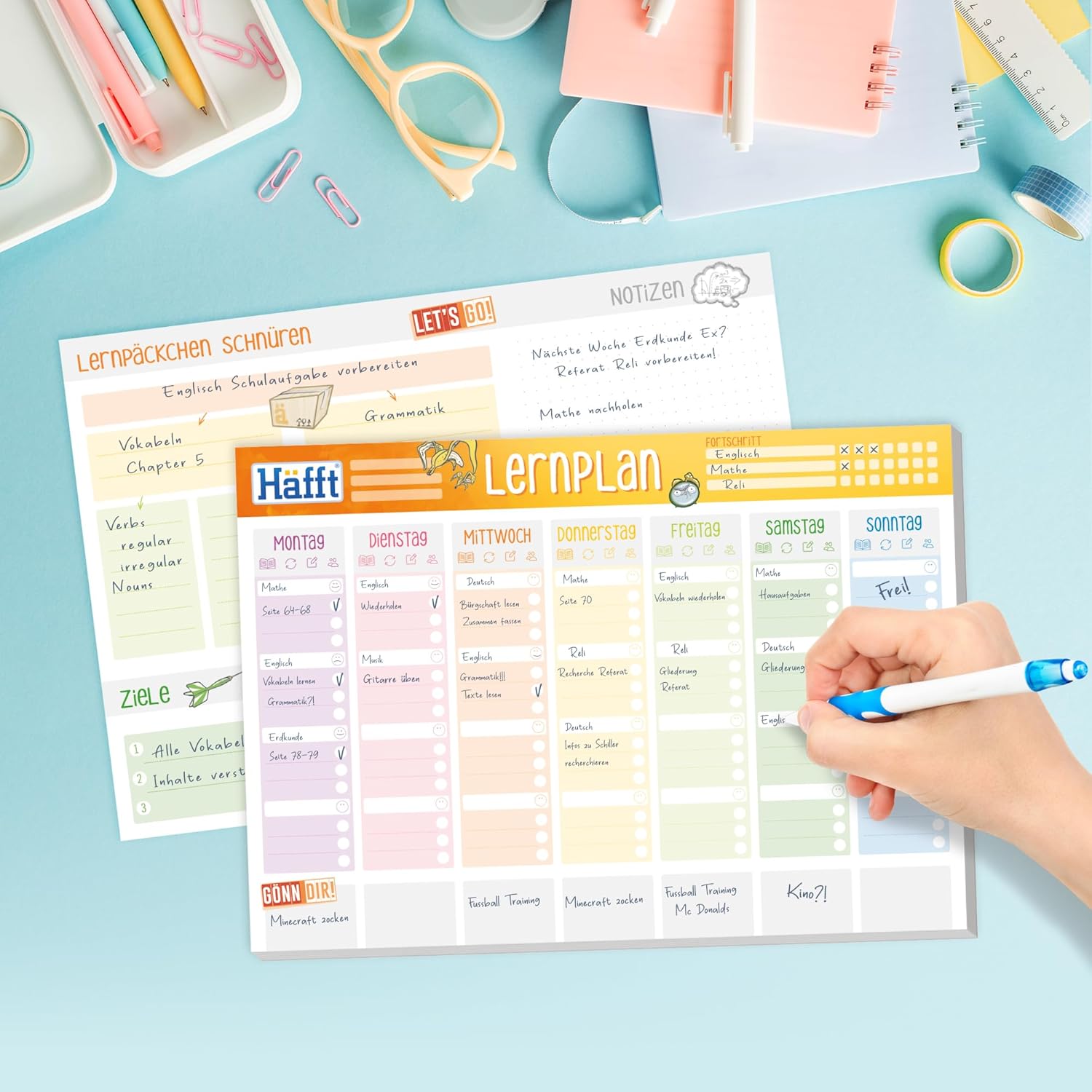 Häfft® Learning Planner Pad A4 with 50 Sheets – Weekly Planner with To-Do List, Tracking, Learning Packs, Goals, Large Note Field and More – Sustainable and Climate Friendly – Bild 5