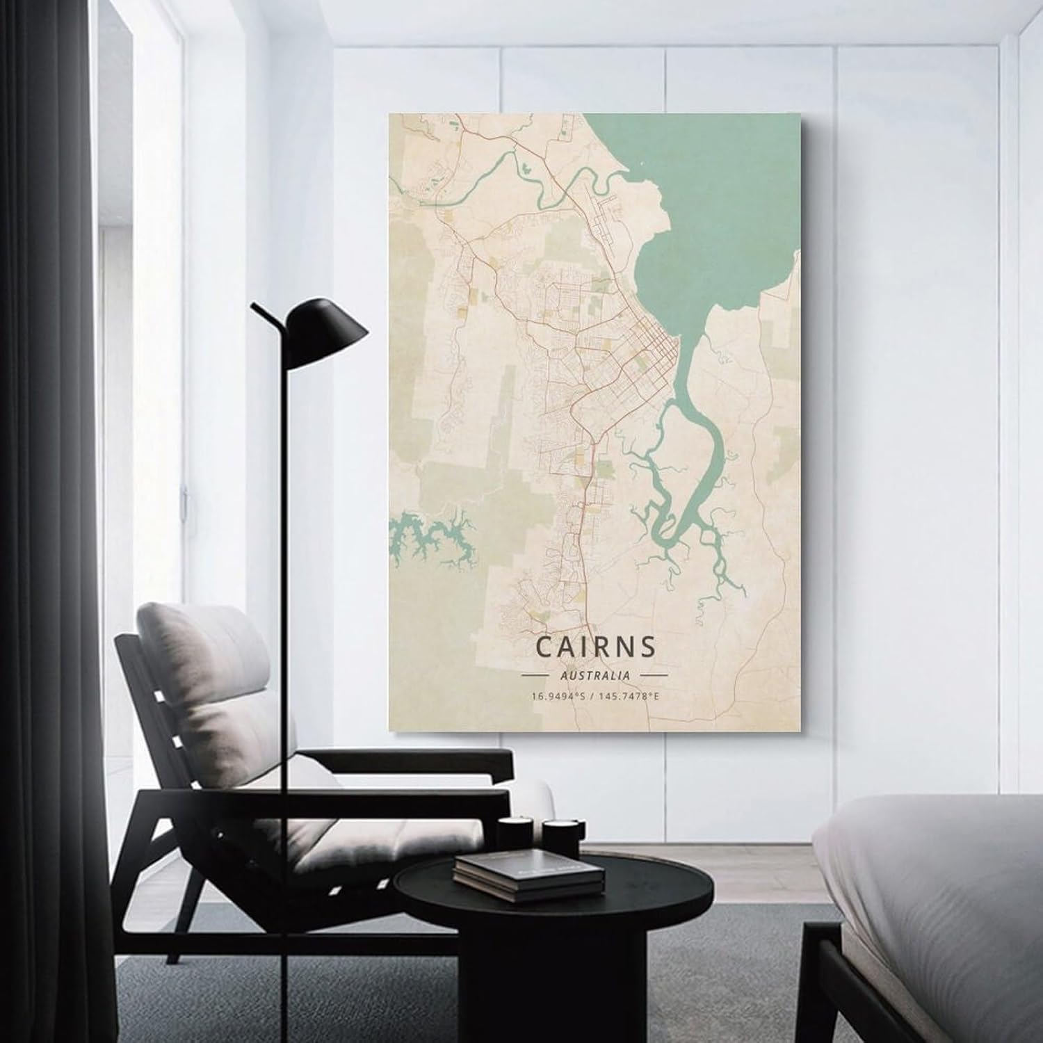 LZTEN Cairns Australien-Karten-Poster, Vintage-Druck, Leinwand, Wandkunstdruck, Poster für Zuhause, Schule, Büro, Dekoration, ungerahmt, 30 x 45 cm – Bild 2