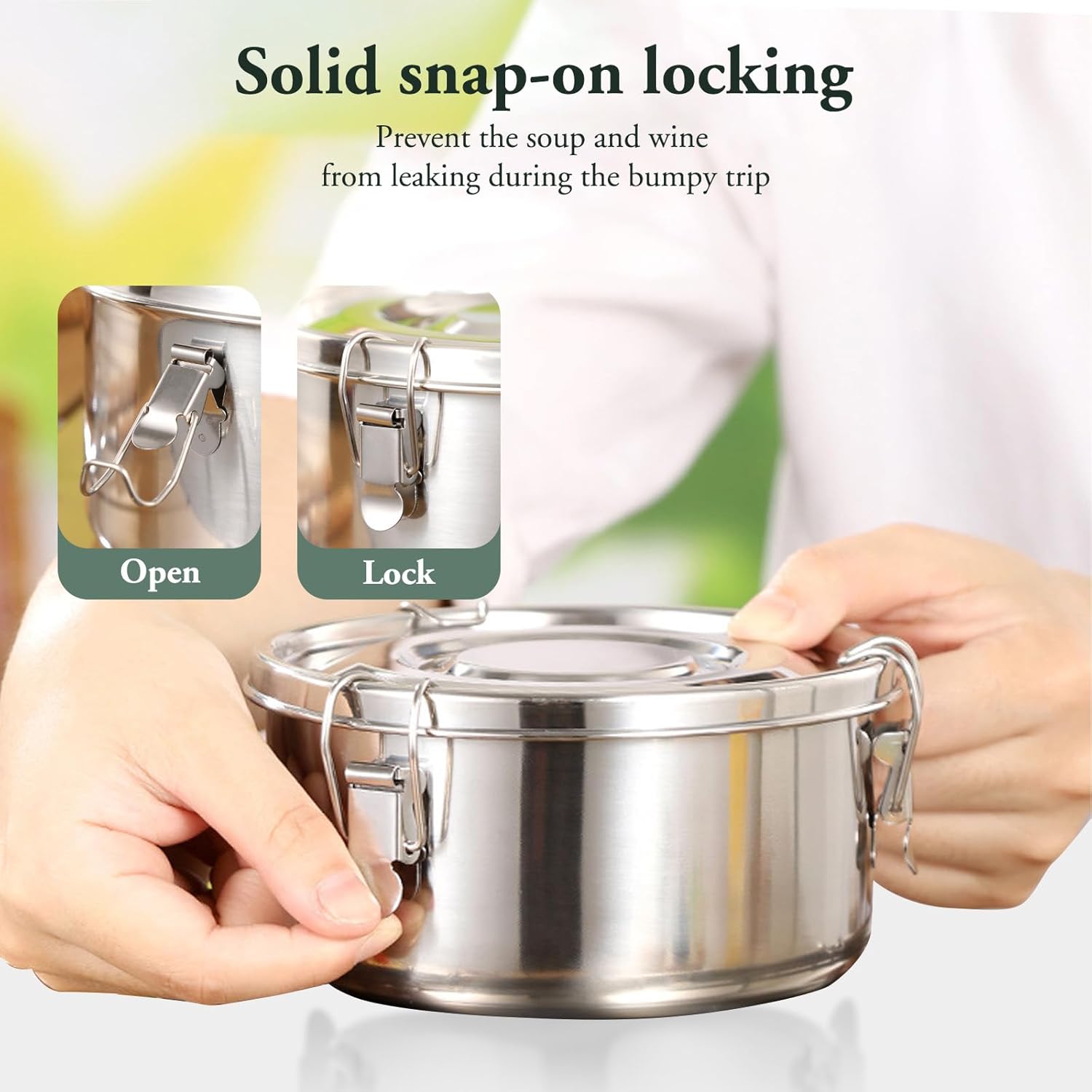 Pack of 3 Stainless Steel Lunch Box, 360 ml Lunch Box, Food Container, Leak-Proof, Airtight, Lunch Box Stainless Steel with Lid and Sealing Ring, for Meal Prep Snacks Fruit Cereal Spices – Bild 6