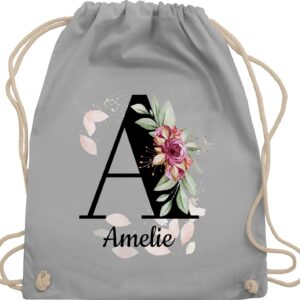 Geschenk mit Namen personalisiert by Shirtracer – Gym Bag Backpack – Initials – Letter Adjustable