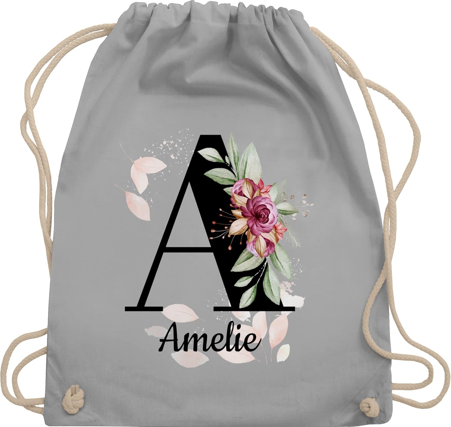Geschenk mit Namen personalisiert by Shirtracer - Gym Bag Backpack - Initials - Letter Adjustable