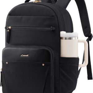 LOVEVOOK Laptop Backpack Women's Waterproof Work Backpack School Backpack Teenager for Large Water Bottle Elegant School Bag Backpacks Backpack for Work School University Travel, black, 15.6 inches