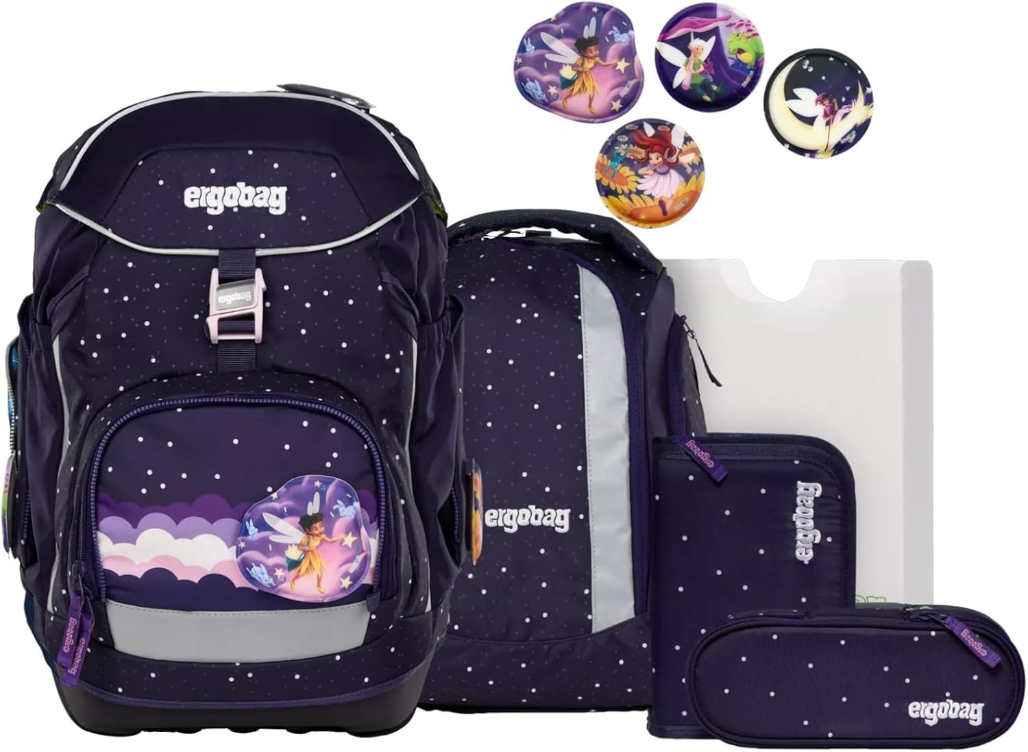 ergobag Ergonomic School Backpack, Flexible 6-Piece Set, Year 1 Primary School for Girls and Boys