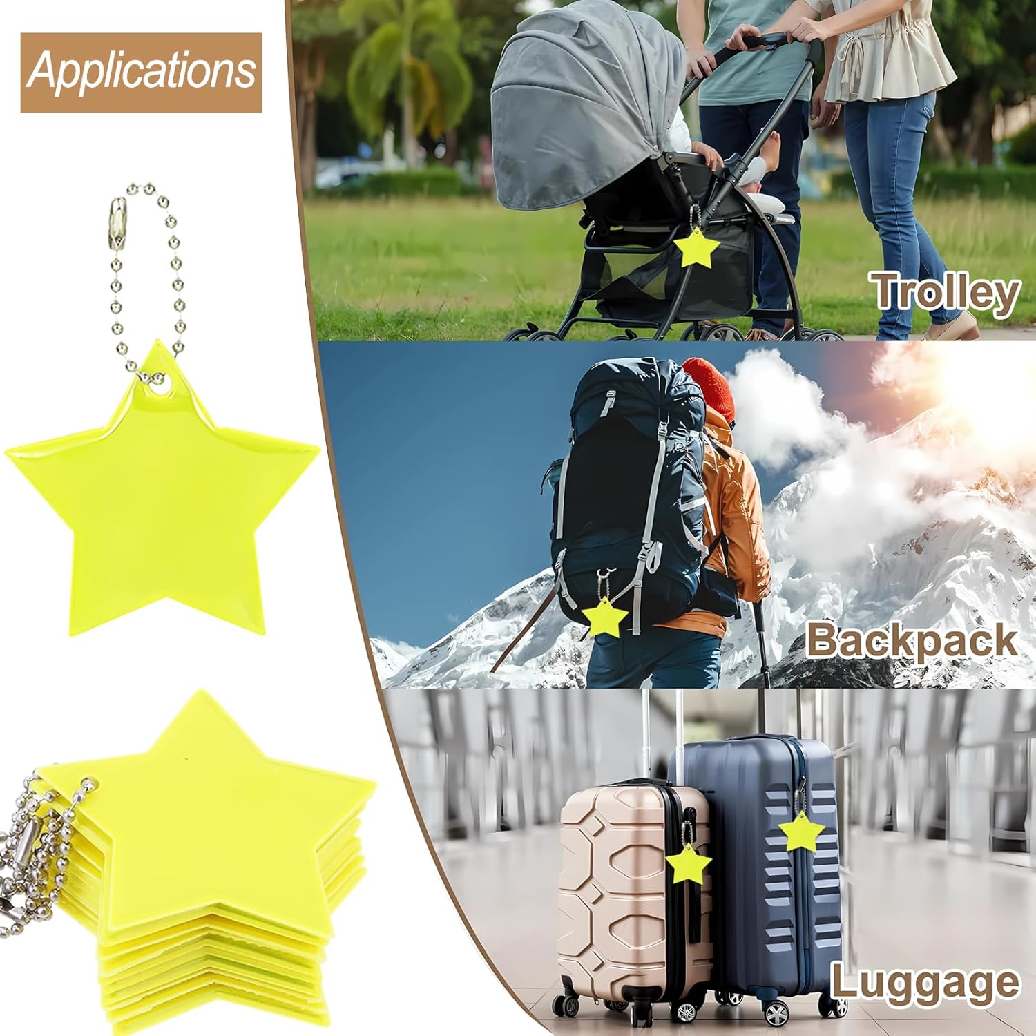 Pack of 24 Safety Reflector Pendants, Key Chains, Children's Reflector Pendants for School Bags, Bicycles, Dog Collars & Outdoor Activities (Classic Green) – Bild 5