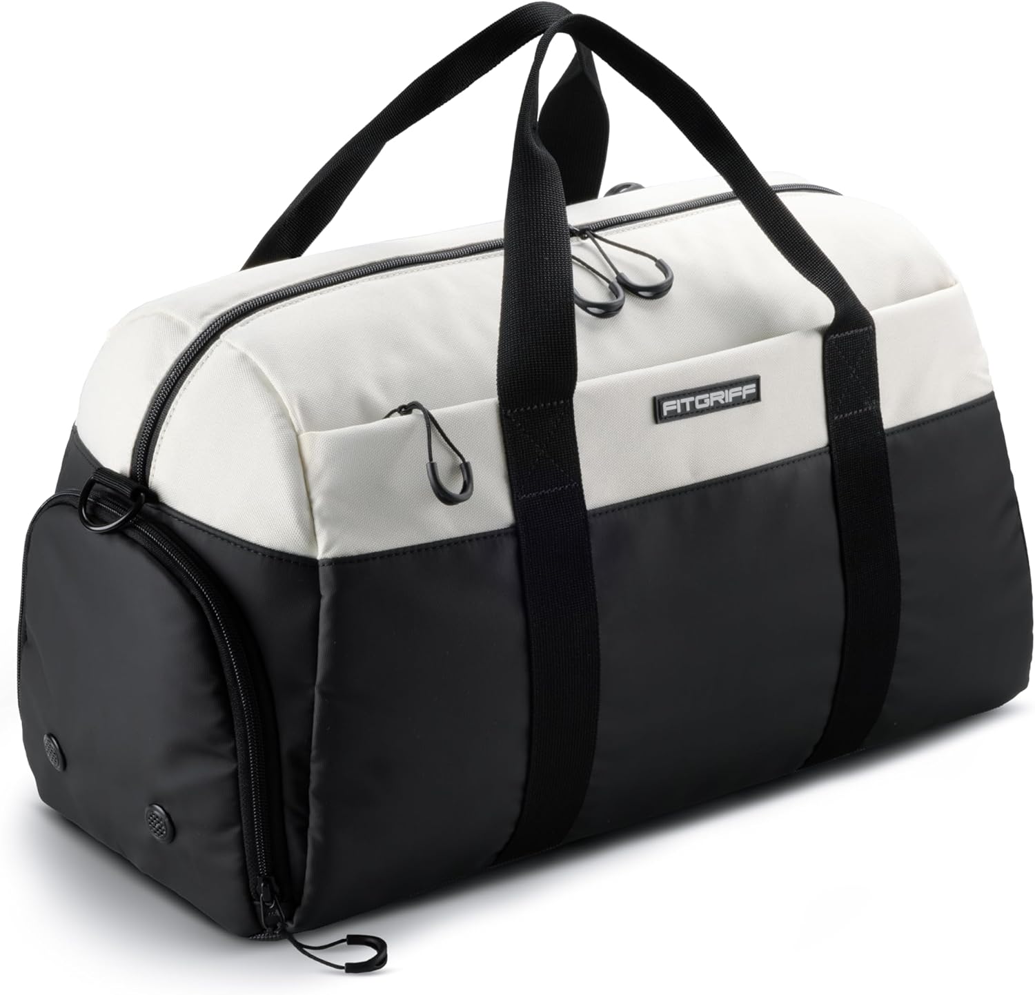 Fitgriff V2 Sports Bag & Travel Bag for Men and Women - with Shoe Compartment & Wet Compartment - Bag for Sports, Fitness, Travel - Training Bag, Gym Bag, (Black/Cream White, Small) – Bild 8