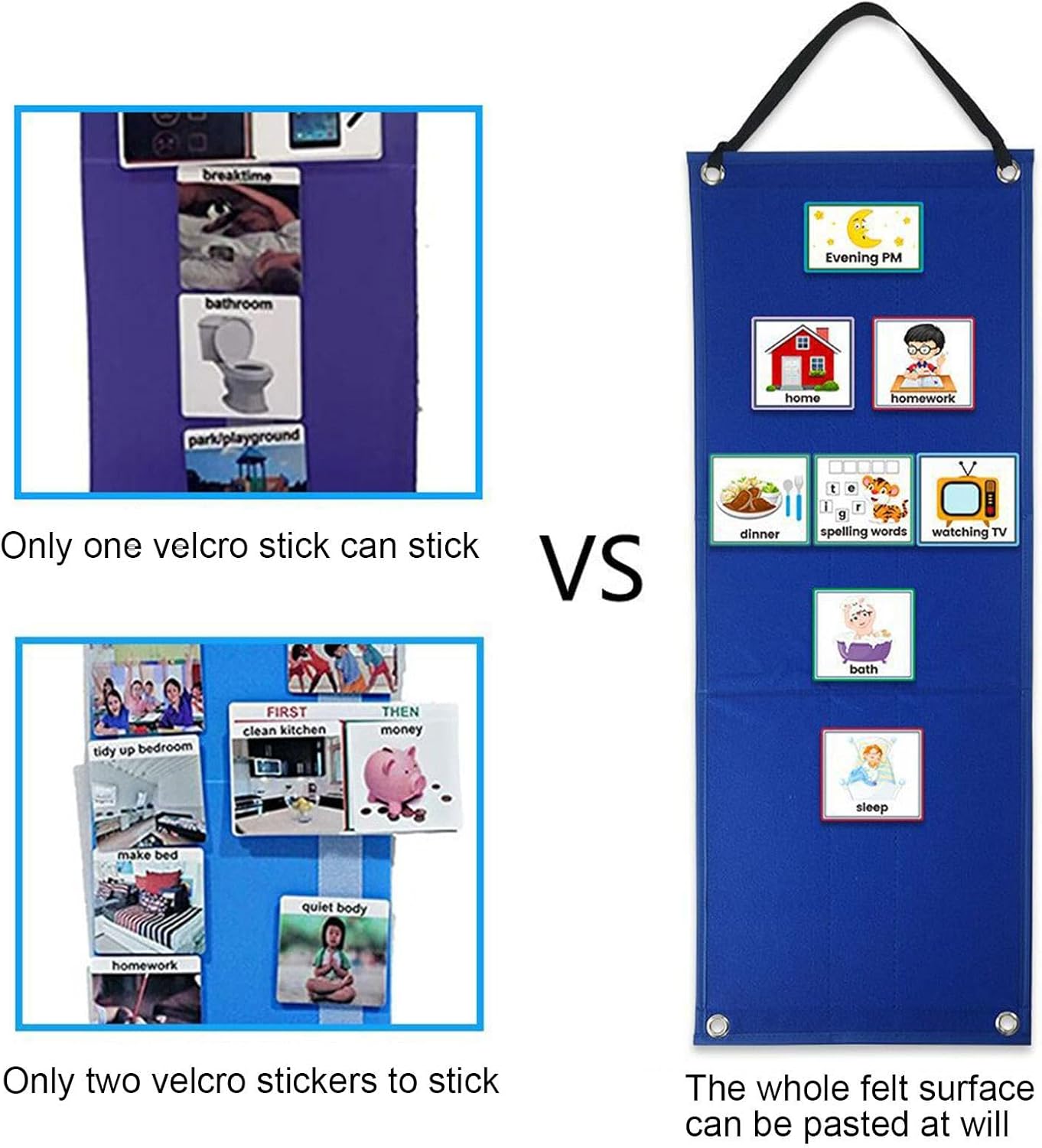 Children's Calendar, Visual Timetable Made of Felt, Children's Visual Schedule Calendar Chart, Autism, Children's Calendar, German Language Picture Cards, Routine Cards, Daily Schedule with Picture Cards, Planning Boards – Bild 5