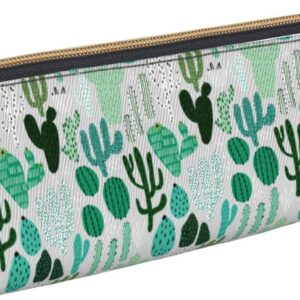 Cute Cactus Pencil Case Cosmetic Bag Pen Bag Triangle Leather Storage Bag Zipper Stationery Organizer for Adults Office, Cute Cactus, Bag organiser