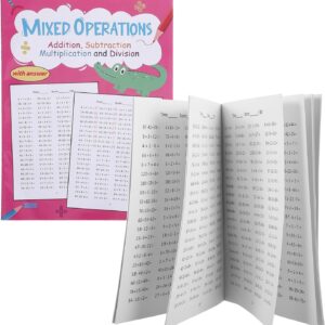 DOITOOL Teiliges Mathe Übungsheft Grundschule mit Seiten Tägliche Addition Subtraktion Multiplikation und Division Übungen Strukturiertes Lernheft für Logisches Denken und Vielseitiges