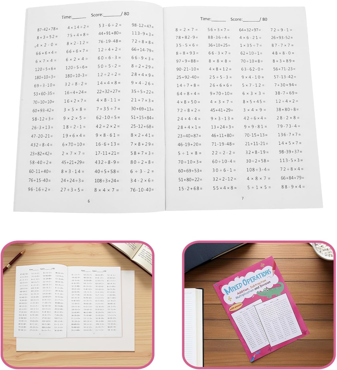 DOITOOL Teiliges Mathe Übungsheft Grundschule mit Seiten Tägliche Addition Subtraktion Multiplikation und Division Übungen Strukturiertes Lernheft für Logisches Denken und Vielseitiges – Bild 8