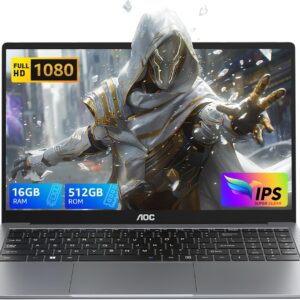 AOC Alder Lake N97 Laptop, Up to 3.6 GHz, 16 GB DDR4, 512 GB SSD (Supports 2 TB Extension), Office Notebook Computer, Metal Housing, 180° Folding, HDMI, WiFi