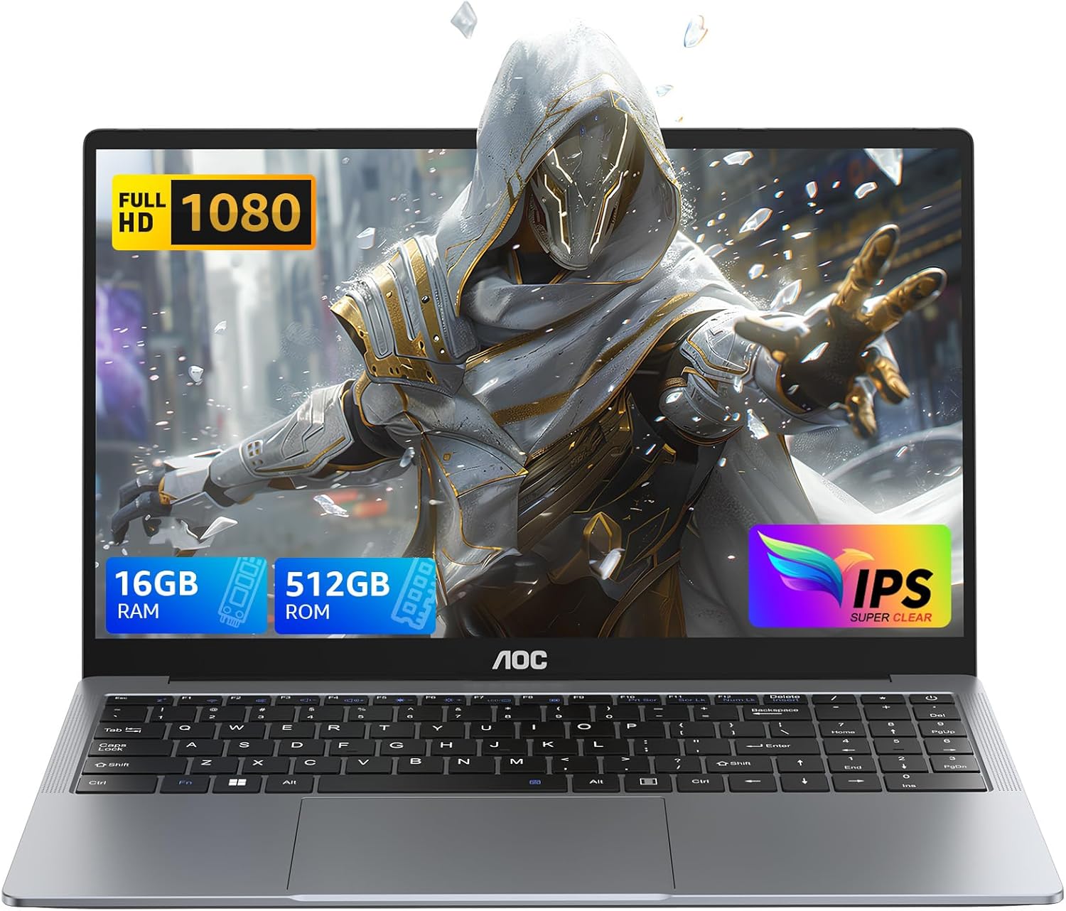 AOC Alder Lake N97 Laptop, Up to 3.6 GHz, 16 GB DDR4, 512 GB SSD (Supports 2 TB Extension), Office Notebook Computer, Metal Housing, 180° Folding, HDMI, WiFi