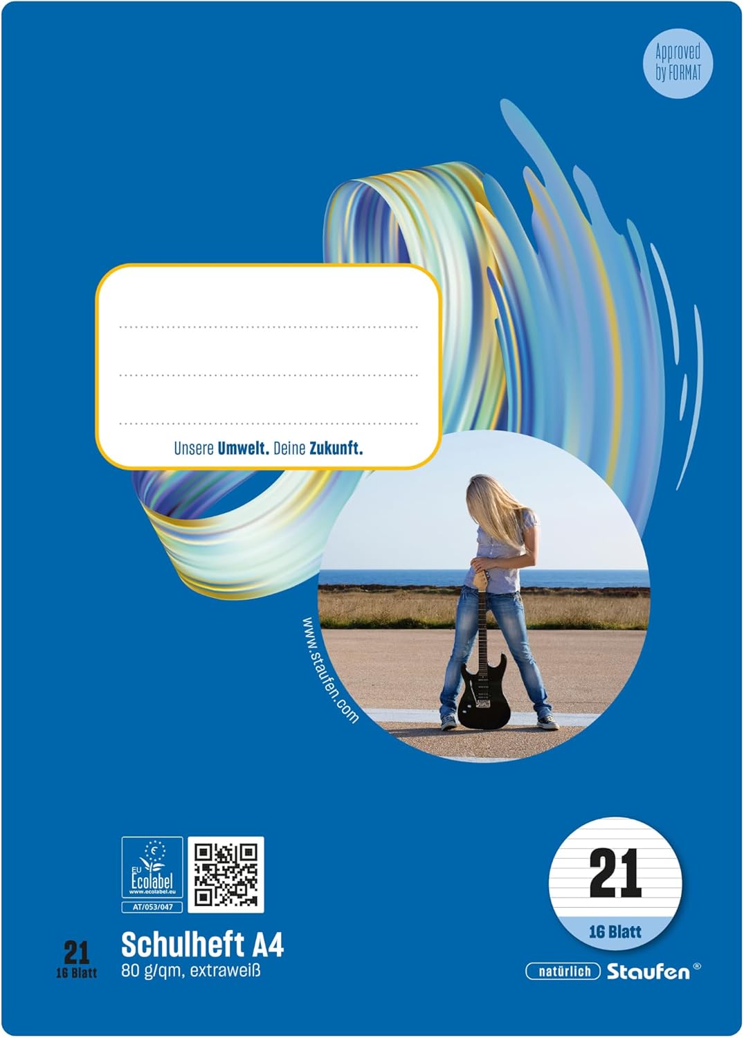 Staufen Style exercise book, 10 notebooks, 16 sheets each, DIN A4, line style 21 (9 mm lined), 80 g/m² paper