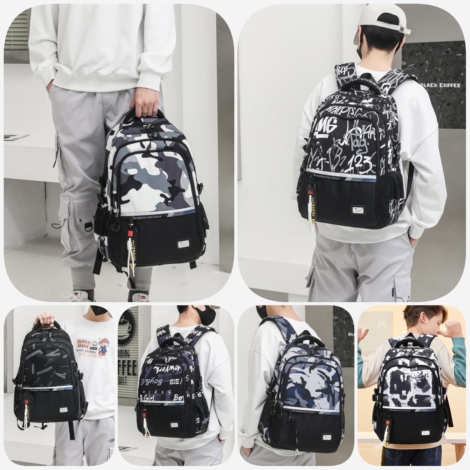 Kids School Backpack for Boys Casual Bookbags Elementary Middle School Bag – Bild 6